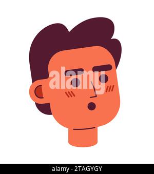 Latin american man wow astonished 2D vector avatar illustration Stock Vector