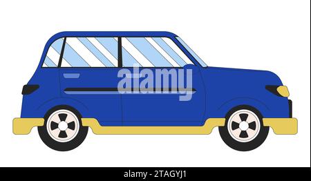 Car retro-styled 2D linear cartoon object Stock Vector