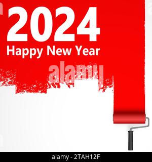 paint roller concept New Year 2024 Stock Vector
