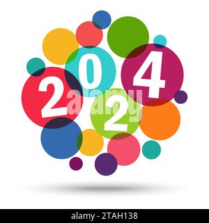 eps vector file with colored bubbles background concept for New Year 2024 greetings Stock Vector