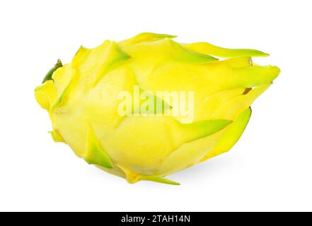 Yellow dragon fruit isolated on white background. dragon fruit clipping path. Stock Photo
