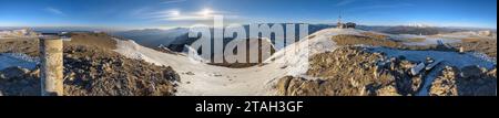 Panoramic from the summit of Tosa d'Alp on a winter afternoon (Cerdanya, Catalonia, Spain, Pyrenees) ESP: Panorámica desde la cumbre de la Tosa d'Alp Stock Photo