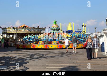 BRIGHTON, GREAT BRITAIN - SEPTEMBER 16, 2014: This is the amusement park located in the entertainment area of Brighton Pier. Stock Photo