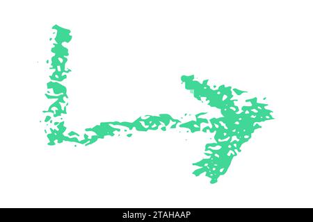 crayon emphasis arrow. Hand drawn green charcoal symbols for hand drawn diagrams. Doodle simple underline icon. Vector illustration isolated on white Stock Vector