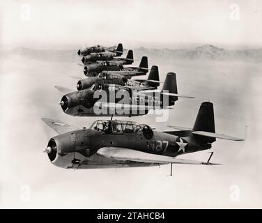 Airplane - Grumman (GM) TBM Avenger in formation Stock Photo