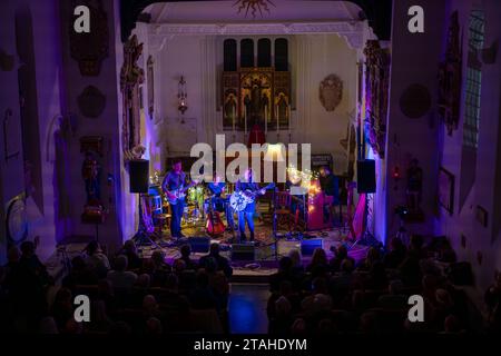 London, UK. Thursday, 30 November, 2023. Michele Stodart (of Magic Numbers) performing live at the St Pancras Old Church in London. Photo: Richard Gray/Alamy Live News Stock Photo