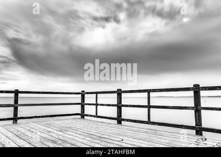 Shipping dock of the Santa Pola salt flats Stock Photo