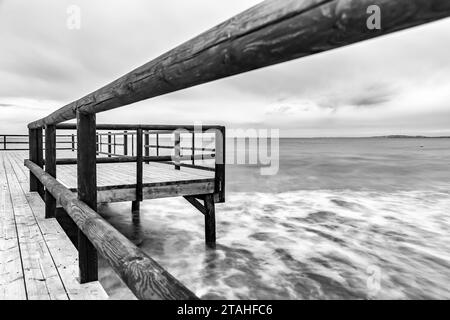 Shipping dock of the Santa Pola salt flats Stock Photo