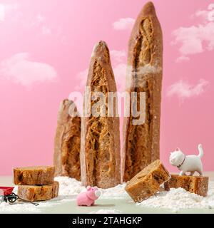 baguettes in the form of mountains. toy world Stock Photo