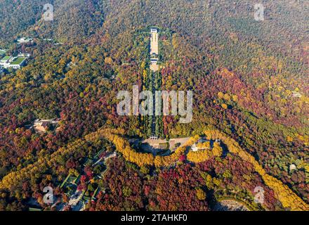 Nanning, China. 01st Dec, 2023. An aerial photo is showing the colorful Dr. Sun Yat-sen's Mausoleum Scenic Area in Nanjing, Jiangsu Province, East China, on November 20, 2023. (Photo by Costfoto/NurPhoto) Credit: NurPhoto SRL/Alamy Live News Stock Photo