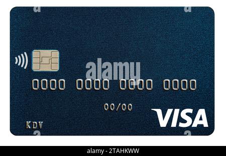 Kyiv, Ukraine -April 10, 2021: Visa card closeup for design purpose Stock Photo