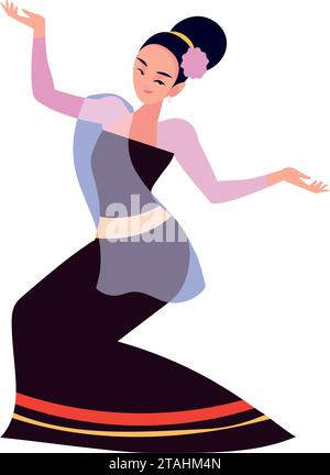 myanmar woman dances music Stock Vector