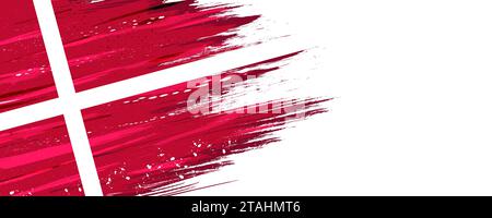 Flag of Denmark with Brush Style and Halftone Effect. Danish Flag Background with Grunge Concept Stock Vector