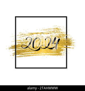 New Year 2024, numbers written in font made from maze lines. Abstract ...