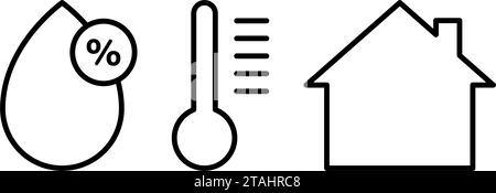 Temperature control house icon set Stock Vector