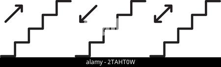 Stairs icon set with arrows Stock Vector