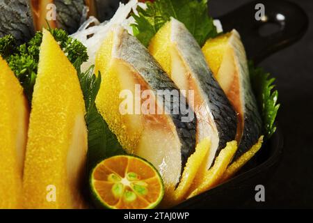 Beautiful pictures of salmon in restaurants, sliced salmon, high quality pictures Stock Photo