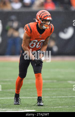 Cincinnati Bengals wide receiver Andrei Iosivas (80) warms up before an ...