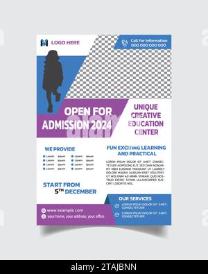 Unique creative Education Flyer Template or Modern School Leaflet A4 Stock Vector