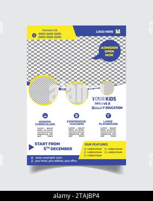 Modern Education Flyer Template or School Admission Leaflet A4 Stock Vector