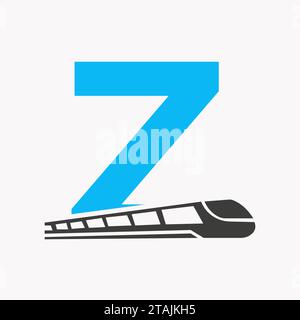 Train Logo On Letter Z, Express Symbol Vector Template Stock Vector