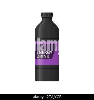Enegry drink bottle isolated on white background. Sports nutrition icon container package, fitness supplements. Bodybuilding sport food. Jar Stock Vector