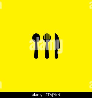 spoon, fork and knife simple icon Stock Vector