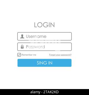 Login user interface. Sign in web element template window. For Website, Mobile, Computer, Application etc. Vector illustration Stock Vector