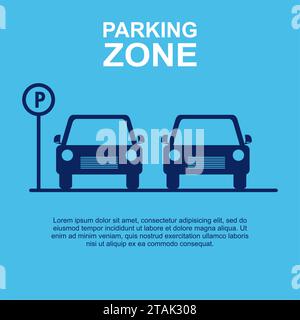 Parking Zone blue background on a blue background. Vector Illustration Stock Vector