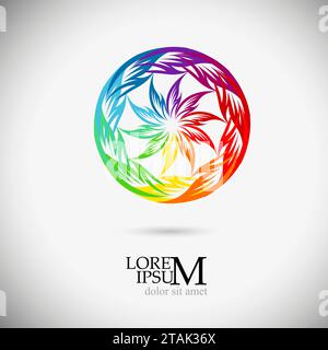 Abstract rainbow star. Round logo object. Hand drawing. Not AI, Vector illustration Stock Vector