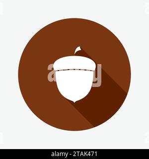 Vector Flat Icon of Acorn. Vector illustration Stock Vector