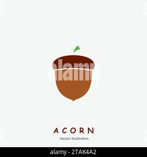 Image of autumn Acorn flat. Vector illustration Stock Vector
