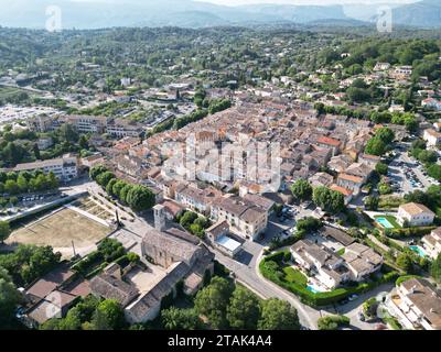 Valbonne town  centre southeast Provence France drone,aerial Stock Photo