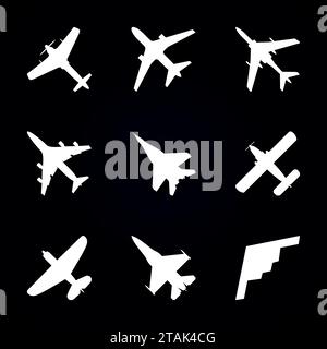 White airplane icons with shadow on yellow background, seamless pattern ...