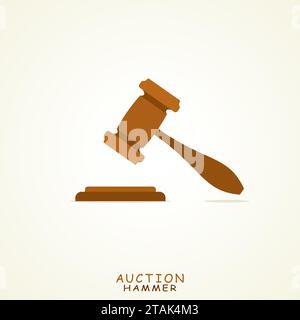 Judge or Auction Hammer icon in Flat style. Vector Illustration. Stock Vector
