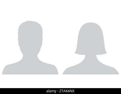 Default male and female avatar profile picture icon. Grey man and woman photo placeholder. Vector Illustration Stock Vector