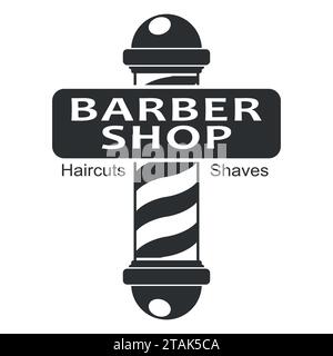 Barber shop pole. Hairdressing saloon icon isolated on white background. Barbershop sign and symbol. Design element for logo, labels, emblems. Vector Stock Vector