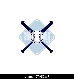Baseball sporting emblem or badges with crossed bats Stock Vector