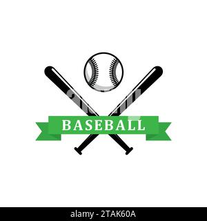 Baseball sporting emblem or badges with crossed bats Stock Vector