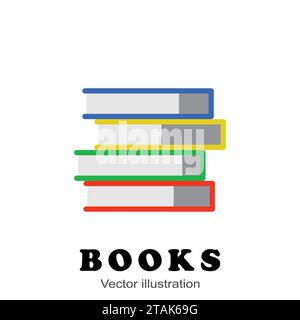 Colorful Books in Flat style Vector Illustration. Stock Vector