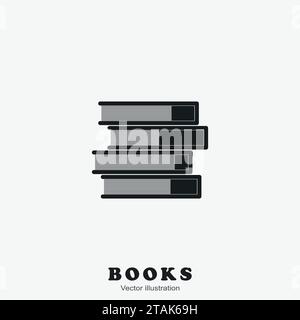 Black Books Icon in flat style. Vector Illustration Stock Vector