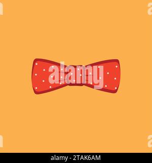 Red polka dot bow tie on a orange background. Vector illustration Stock Vector