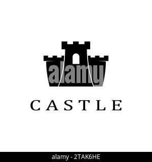 Vector black castle icon on white background Stock Vector