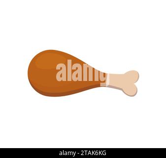 Chicken leg isolated on white background. Chicken thighs icon fried food vector in flat style. Drumstick Stock Vector