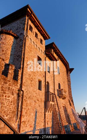 Artegna castle, in Friuli region, Italy, in the sunset light Stock Photo