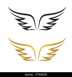 Wings gold and black bird  logo vector illustration template Stock Vector