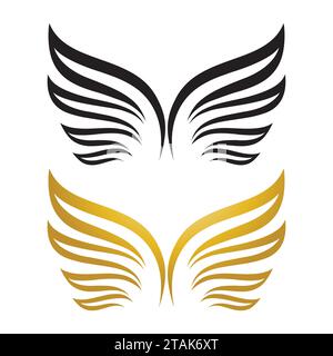 Wings gold and black bird  logo vector illustration template Stock Vector