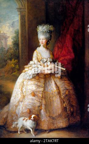 Portrait of the queen consort of King George III, Charlotte of Mecklenburg-Strelitz (Sophia Charlotte (1744-1818) by Thomas Gainsborough (1727-1788), oil on canvas, c. 1781 Stock Photo