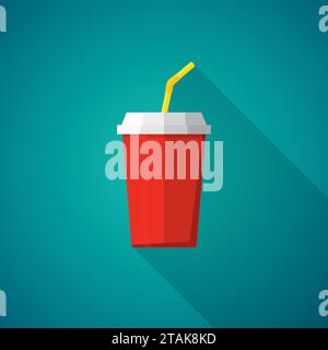 Cola and Soda. Cup for fast food. Drink icon Vector Illustration Stock Vector