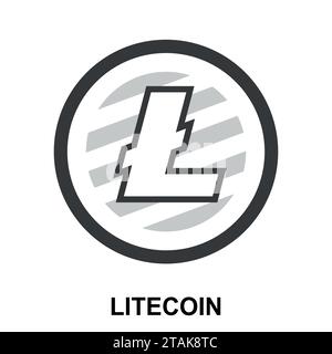 Litecoin crypto currency blockchain flat logo isolated on white background. Vector illustration Stock Vector